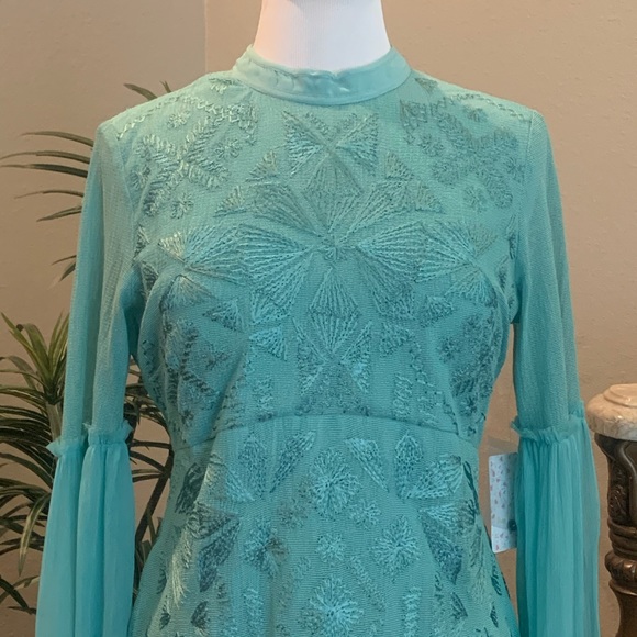 NWT $300 Free People Cleo Mini Dress Canton Size 10 Green Cocktail Open Back - Picture 7 of 16